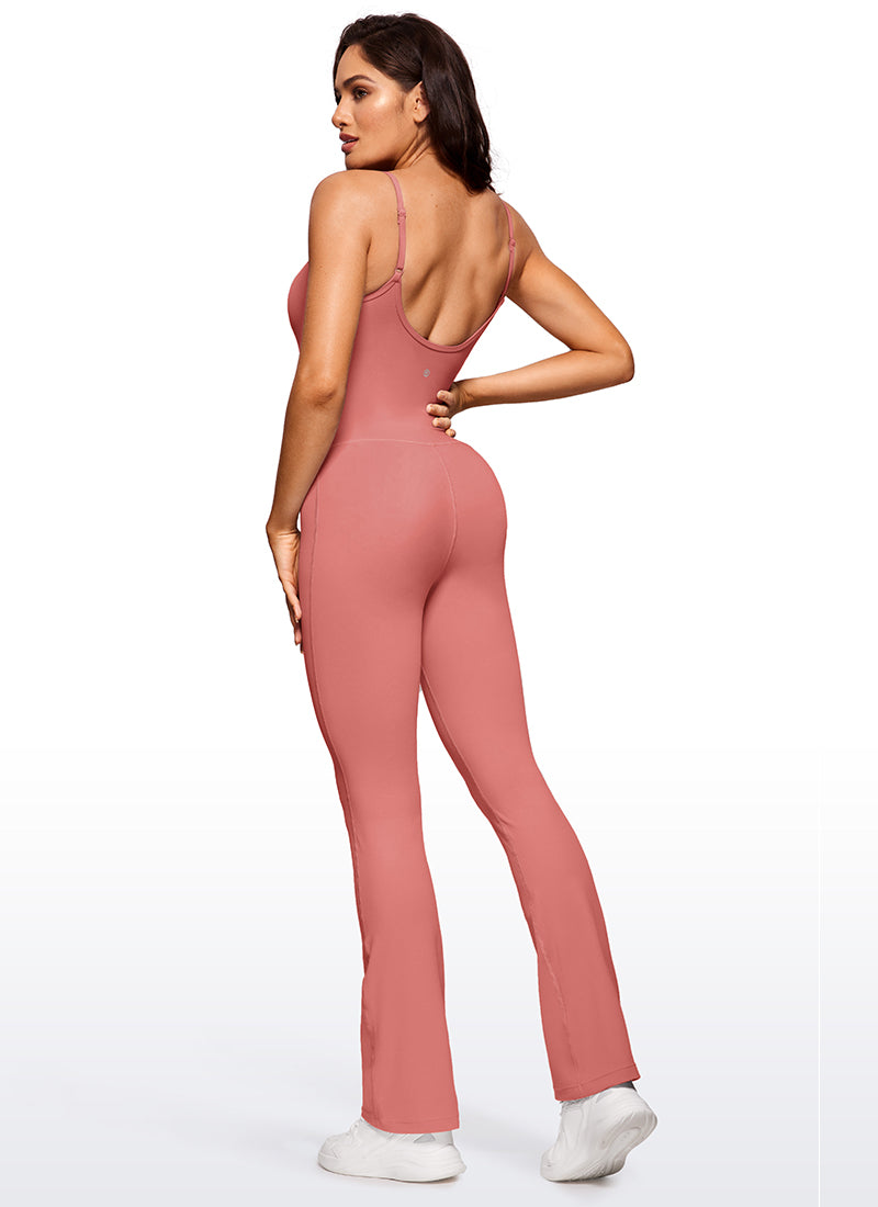 CRZ YOGA Women's Yoga Tight Fit Flare Jumpsuits Build-in Bra Bodysuits Briar Rose @model_info:CE