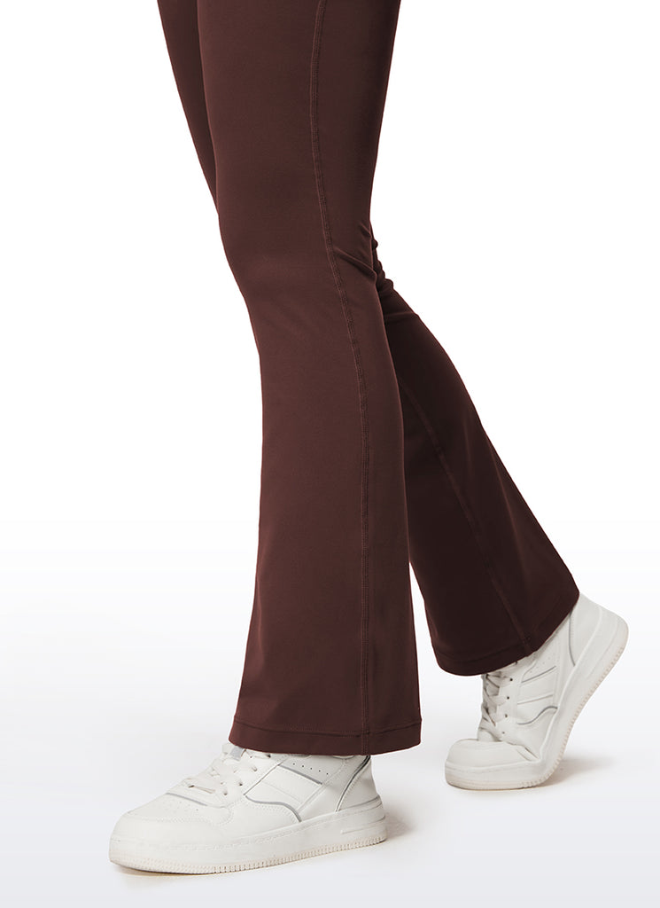 CRZ YOGA Women's Yoga Tight Fit Flare Jumpsuits Build-in Bra Bodysuits Taupe