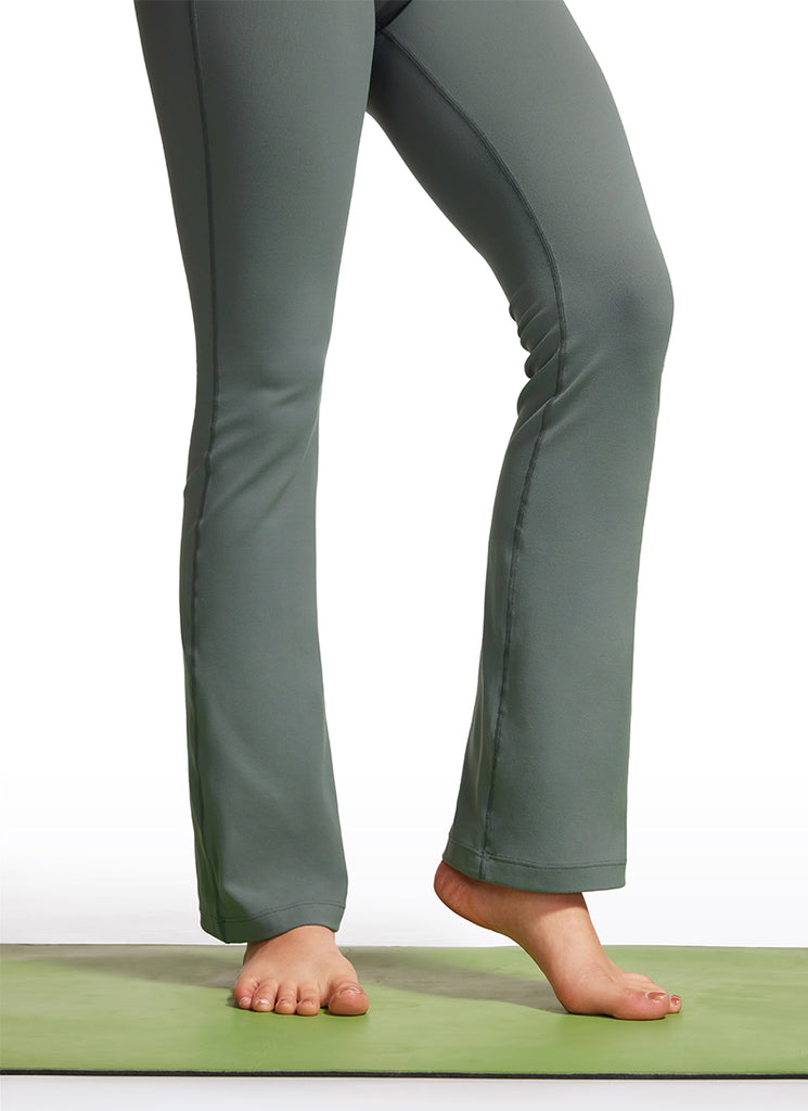 CRZ YOGA Women's Yoga Tight Fit Flare Jumpsuits Build-in Bra Bodysuits Grey Sage