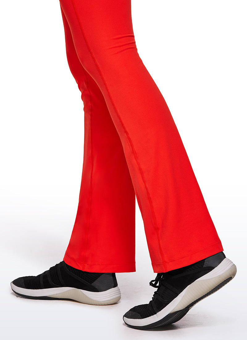 CRZ YOGA Women's Yoga Tight Fit Flare Jumpsuits Build-in Bra Bodysuits Dark Red @model_info:Ce