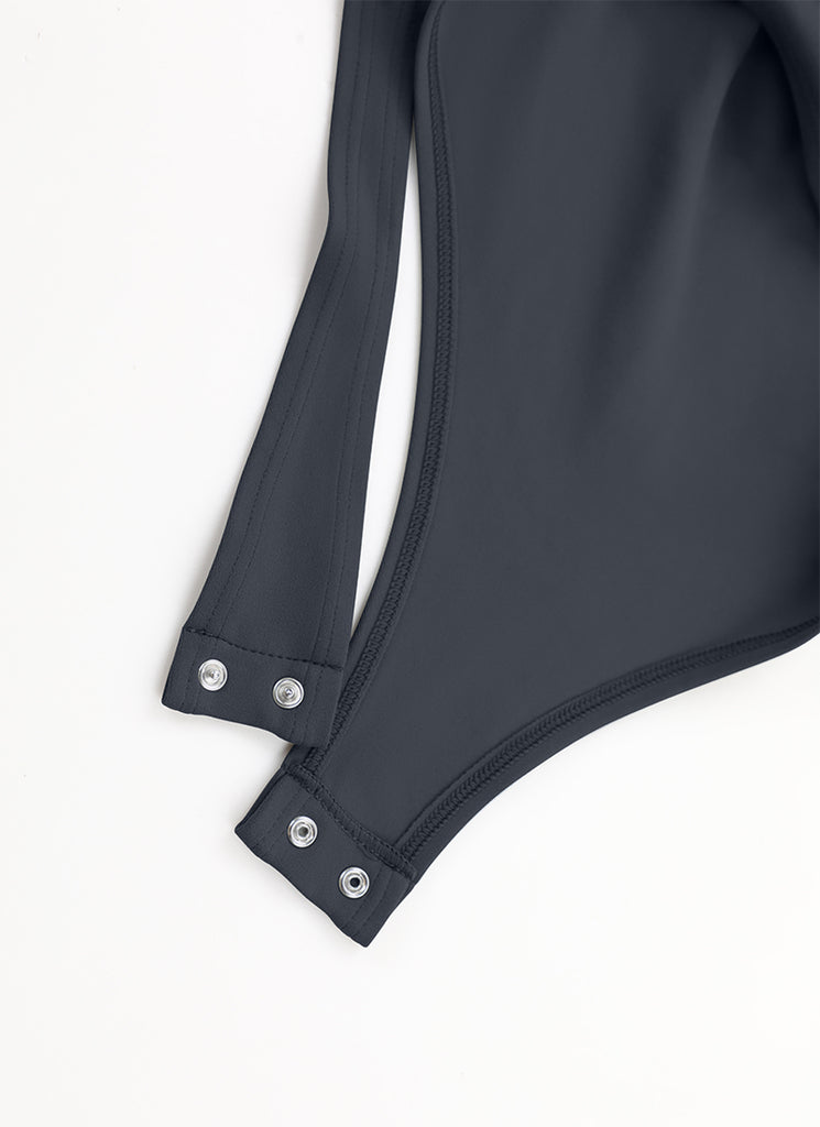 CRZ YOGA Women's Yoga Tight Fit Mock Turtleneck Long Sleeves Bodysuits True Navy