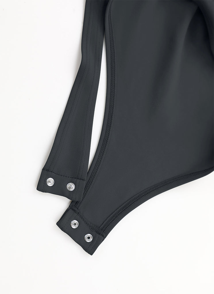 CRZ YOGA Women's Yoga Tight Fit Mock Turtleneck Long Sleeves Bodysuits Royal Lilac