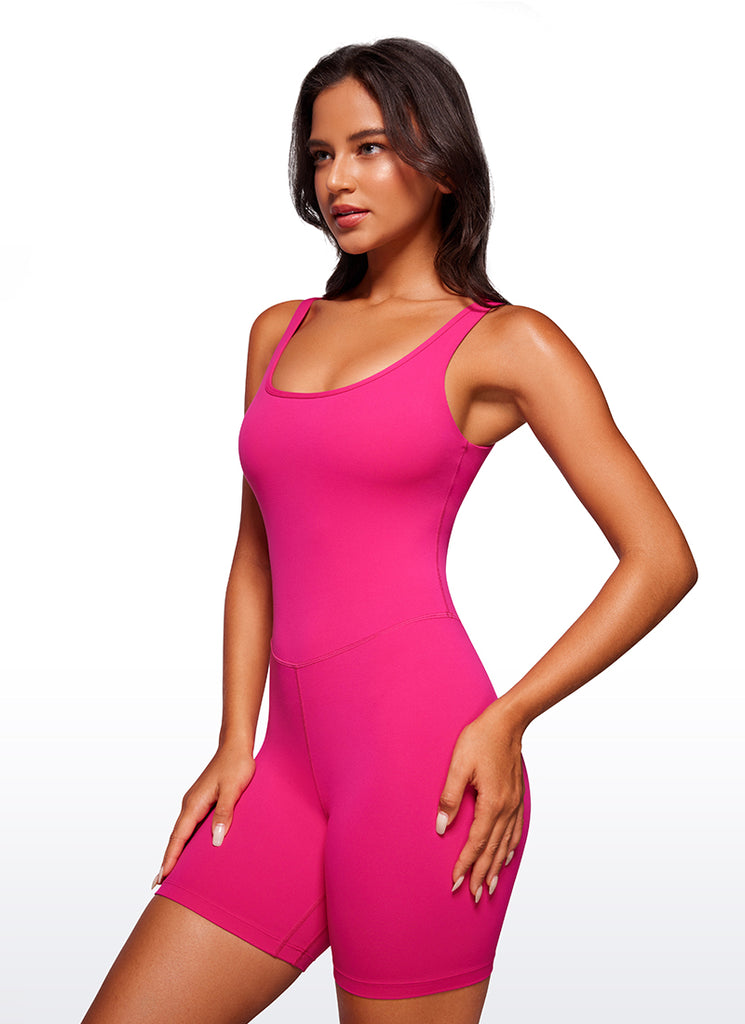 CRZ YOGA Women's Yoga Tight Fit Romper Shorts Bodysuit Jumpsuits Dark Forest Green