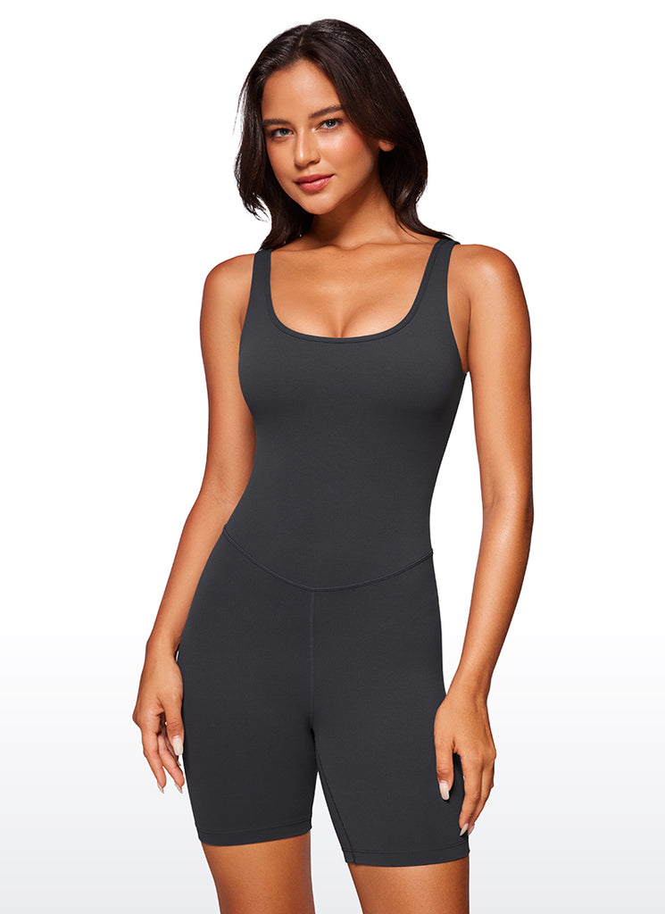 CRZ YOGA Women's Yoga Tight Fit Romper Shorts Bodysuit Jumpsuits Granita Pink