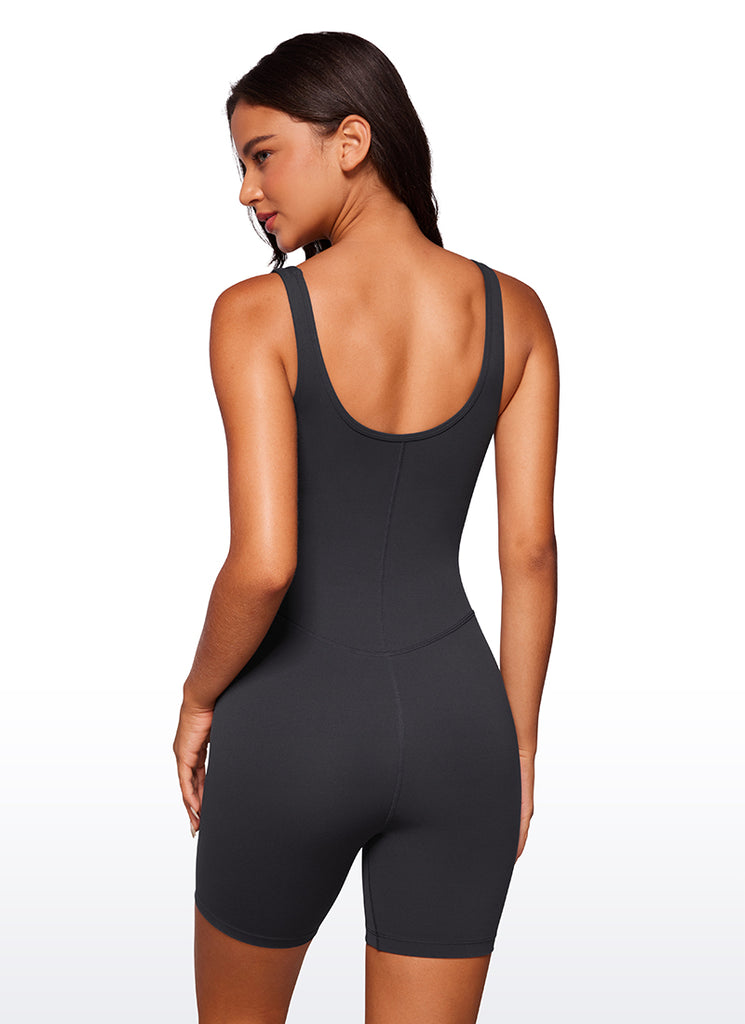 CRZ YOGA Women's Yoga Tight Fit Romper Shorts Bodysuit Jumpsuits Granita Pink