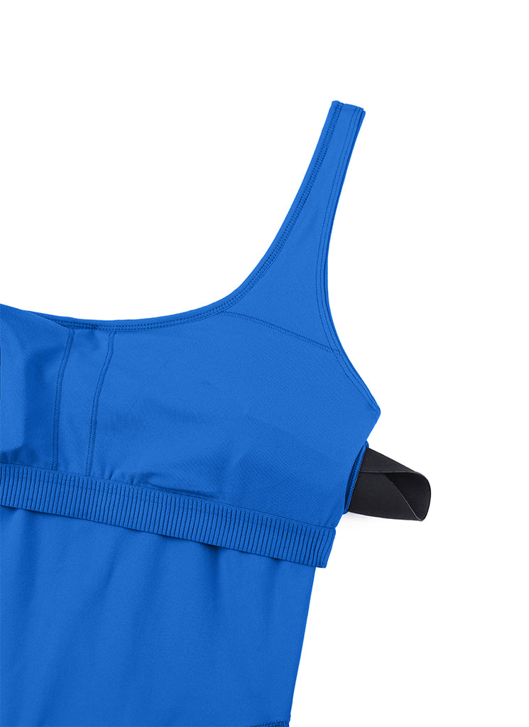 CRZ YOGA Women's Yoga Tight Fit Romper Shorts Bodysuit Jumpsuits Sparkle Blue