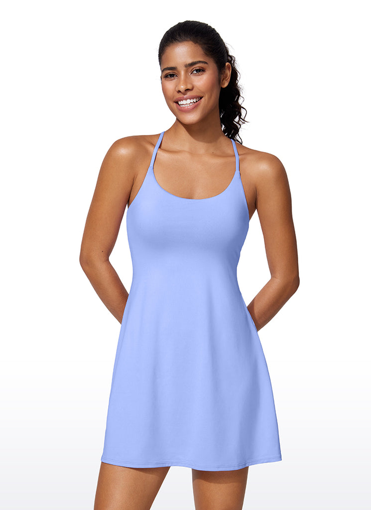CRZ YOGA Women's UPF 50+ Shorts Lined Tennis Dress with Pockets Periwinkle Purple