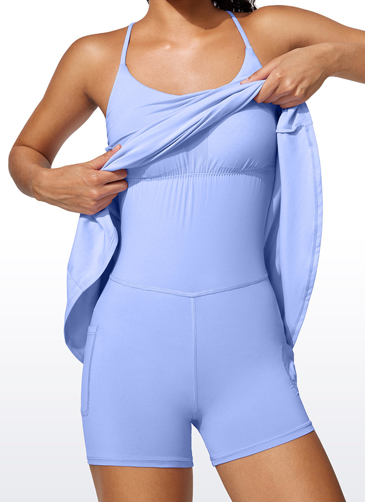 CRZ YOGA Women's UPF 50+ Shorts Lined Tennis Dress with Pockets Periwinkle Purple