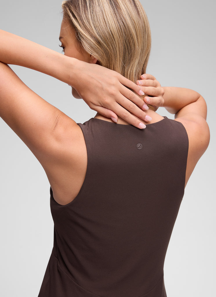 CRZ YOGA Women's Cloudweight Casual Crewneck Double Lined Mini Dress White Opal