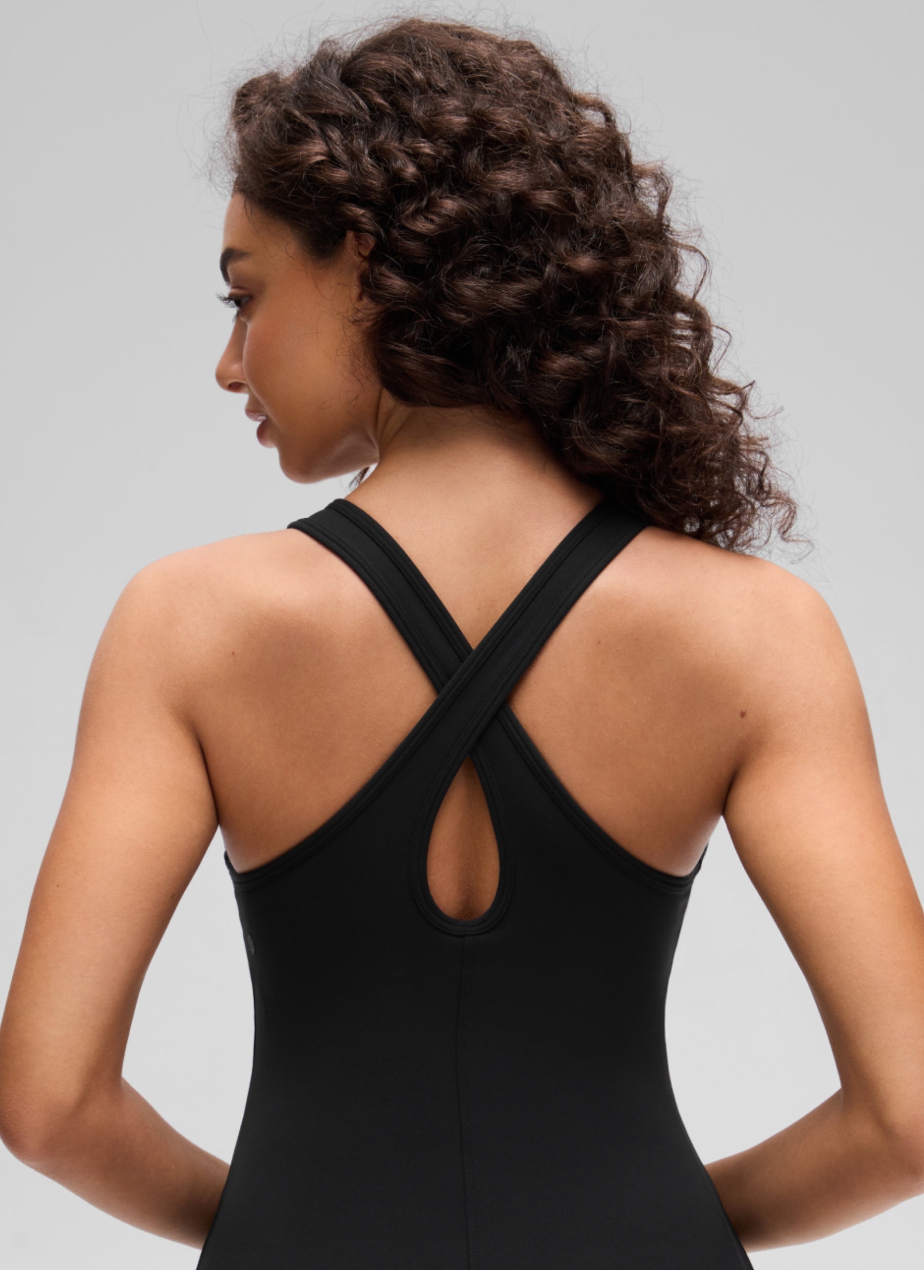 CRZ YOGA Women’s Butterluxe Casual Cross Back Slim Fit Dress Black @model_info:A