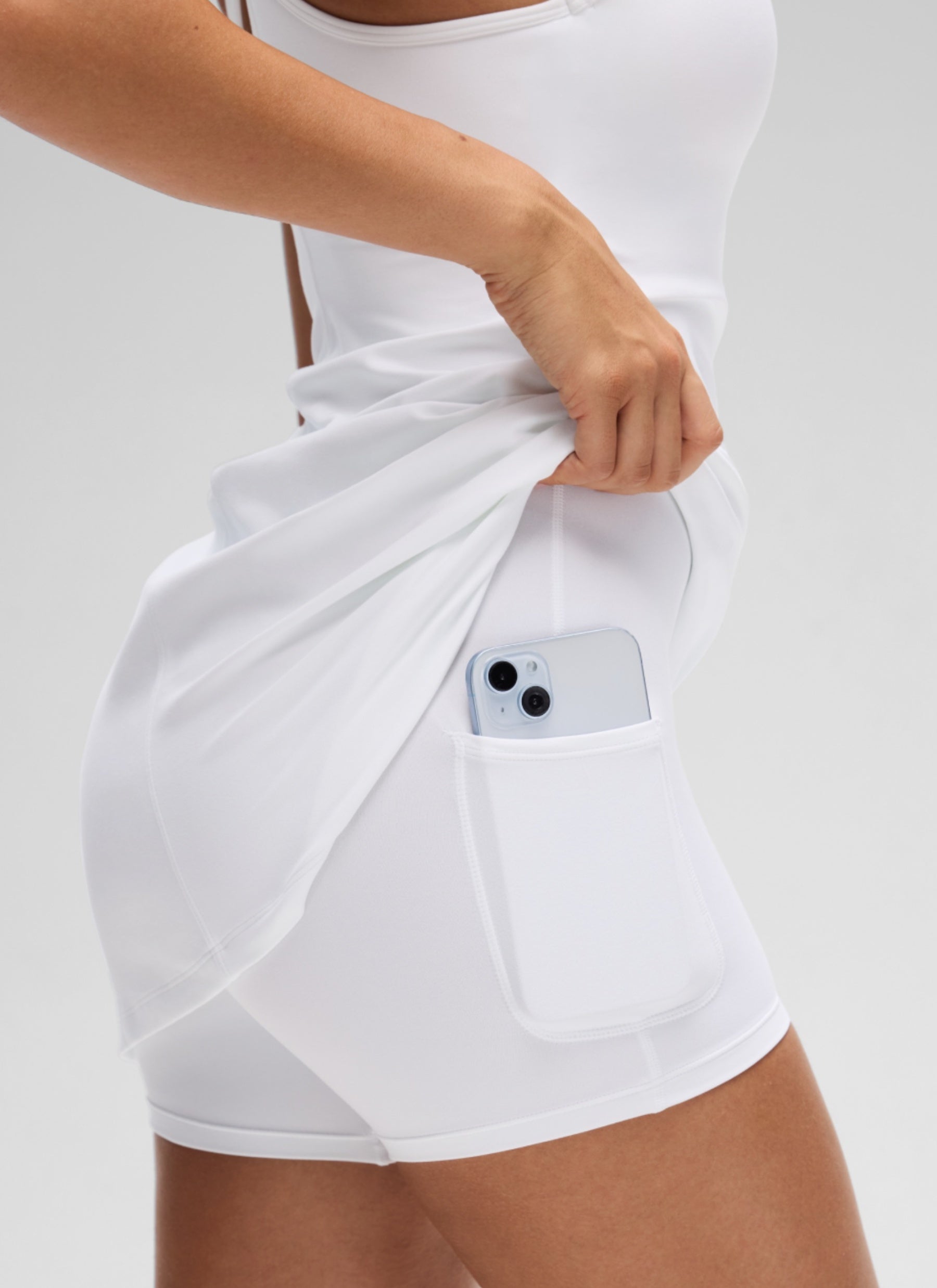 CRZ YOGA Women’s Butterluxe Casual Cross Back Slim Fit Dress White @model_info:A