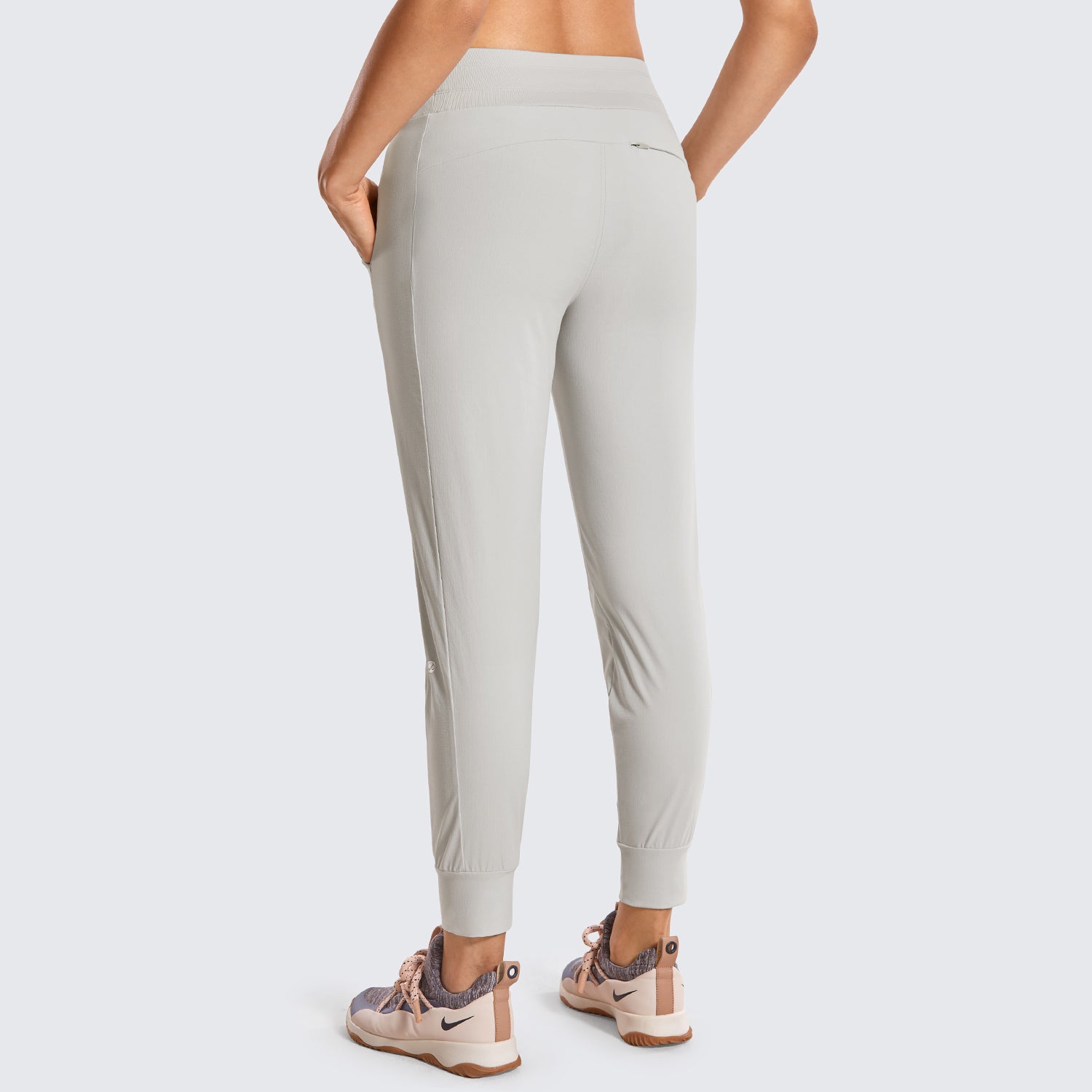 CRZ YOGA Women's Hiking Casual Relaxed Fit Ripstop Jogger Pockets 28'' Coconut milk White