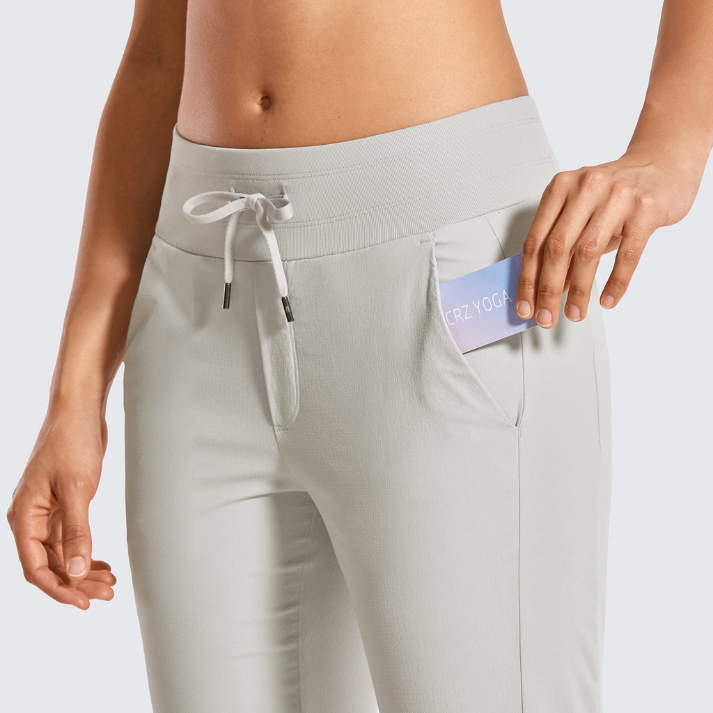 CRZ YOGA Women's Hiking Casual Relaxed Fit Ripstop Jogger Pockets 28'' Coconut milk White