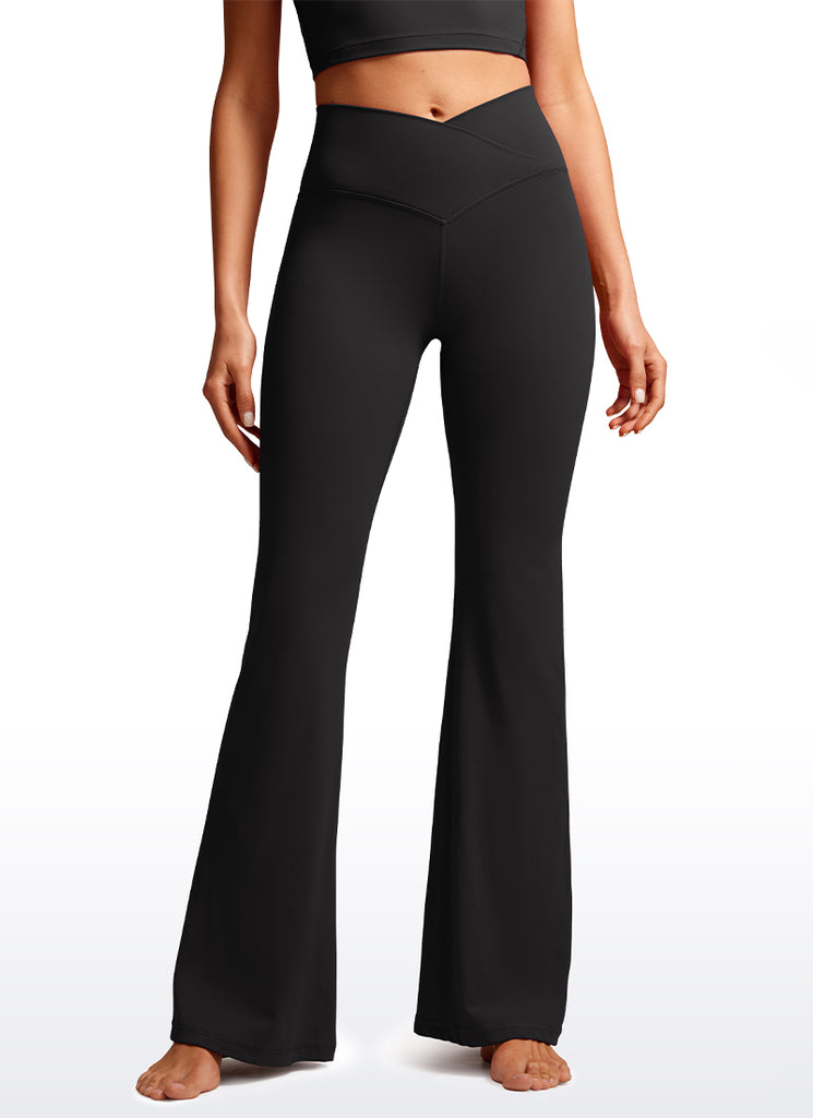 CRZ YOGA Women Butterluxe V Crossover High Waist Flare Leggings 31" Coffee Brown