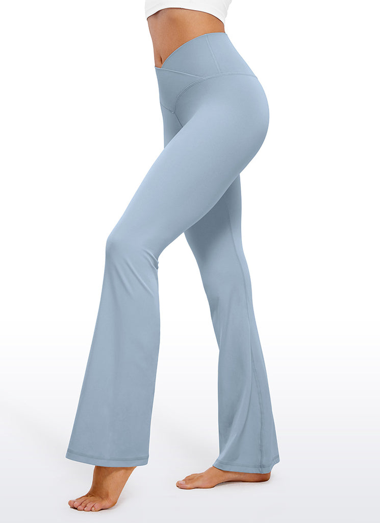 CRZ YOGA Women Butterluxe V Crossover High Waist Flare Leggings 31" Light Army Green