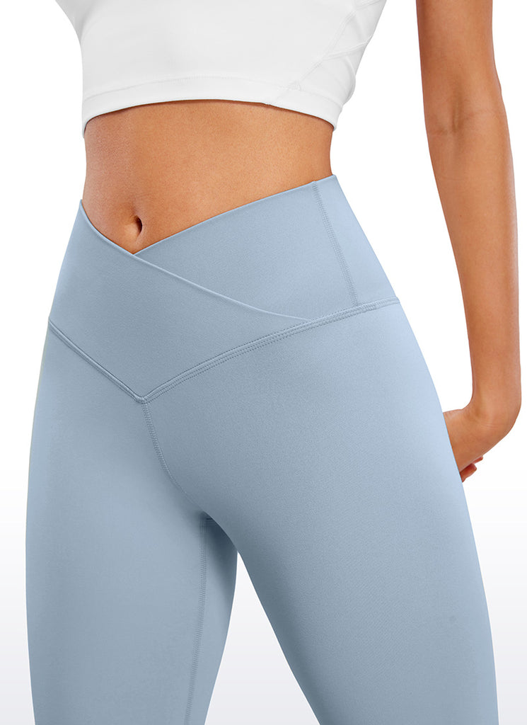 CRZ YOGA Women Butterluxe V Crossover High Waist Flare Leggings 31" Light Army Green