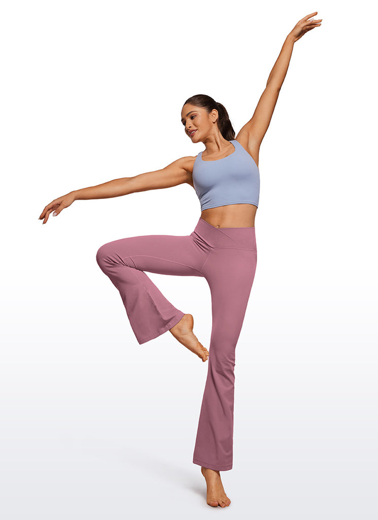 CRZ YOGA Women Butterluxe V Crossover High Waist Flare Leggings 31" Viva Magenta
