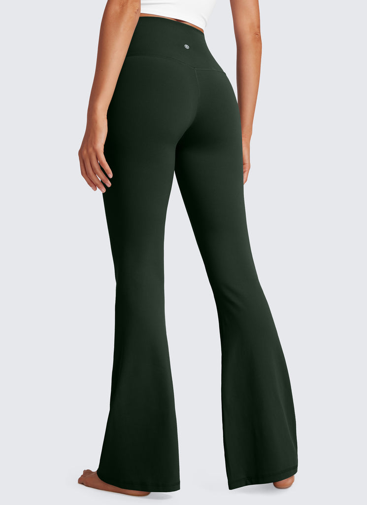 CRZ YOGA Women Butterluxe V Crossover High Waist Flare Leggings 31" Black Tie Dye Flowers