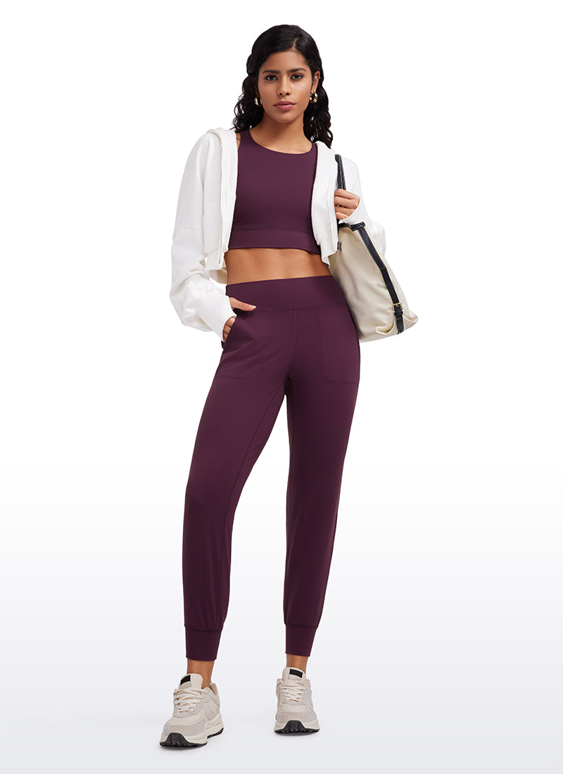 CRZ YOGA Women's Butterluxe High Rise Joggers Pants with Pockets 27'' Deep Purple