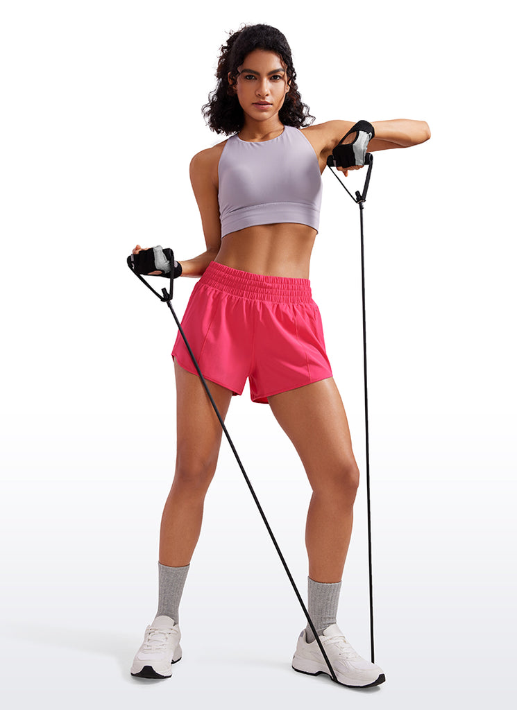 CRZ YOGA Women's Running Feathery-Fit High Rise Lined Shorts 2.5'' White Apricot