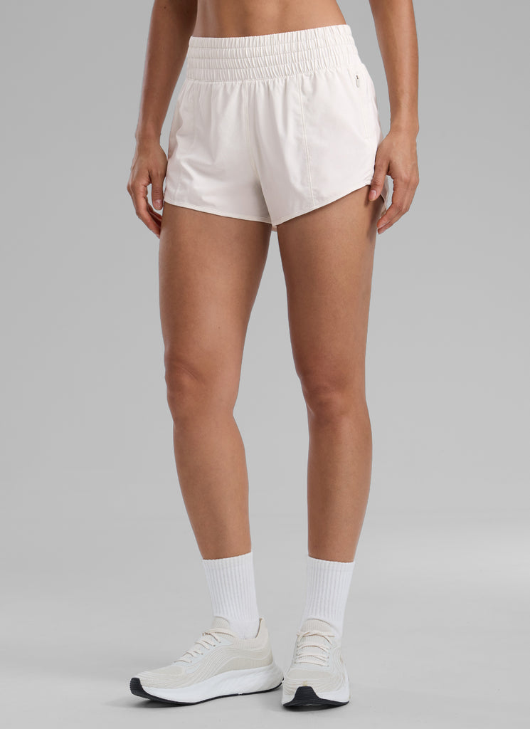 CRZ YOGA Women's Running Feathery-Fit High Rise Lined Shorts 2.5'' Deep Red