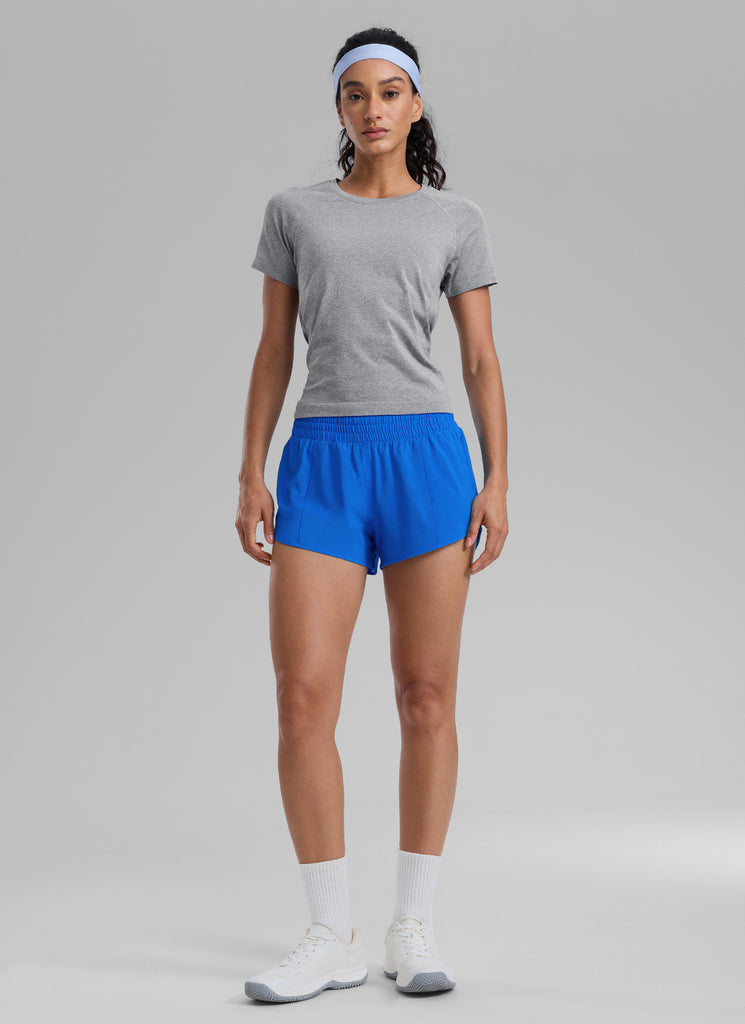 CRZ YOGA Women's Running Feathery-Fit High Rise Lined Shorts 2.5'' White