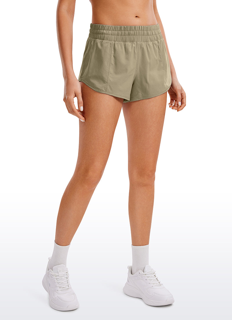 CRZ YOGA Women's Running Feathery-Fit Low Rise Lined Shorts 2.5'' Mountain Olive