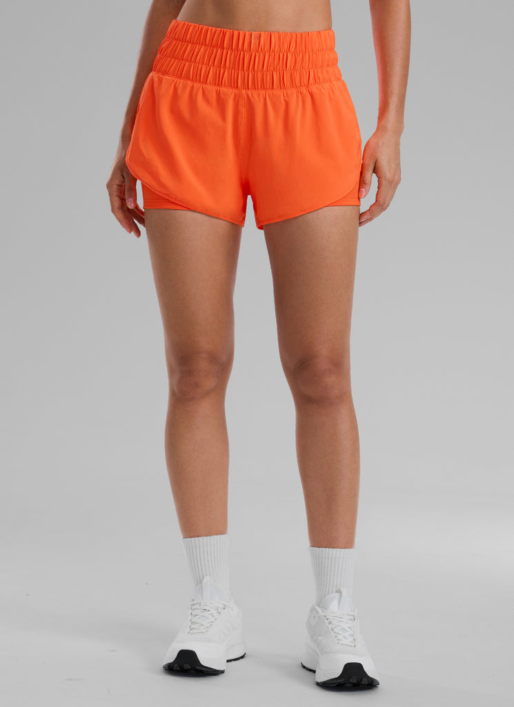 CRZ YOGA Women's Train High-Rise 2 in 1 Shorts with Pocket 3'' Hibiscus Purple