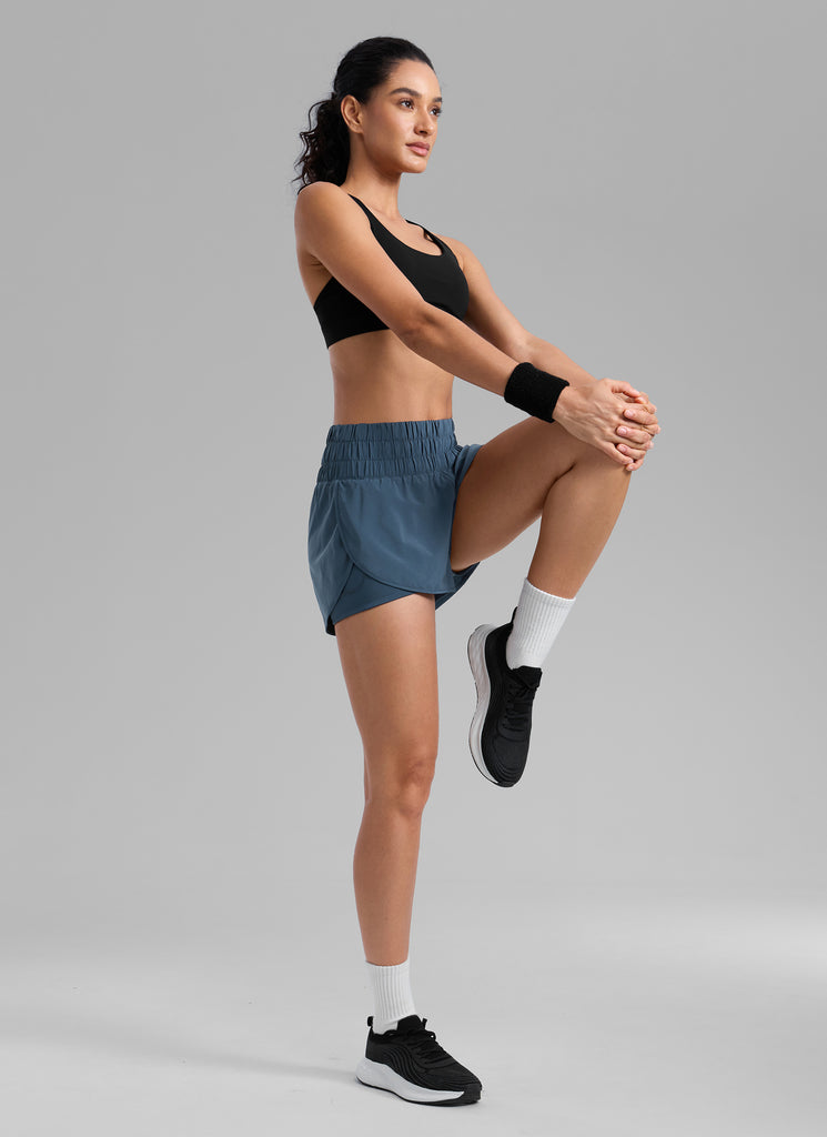 CRZ YOGA Women's Train High-Rise 2 in 1 Shorts with Pocket 3'' Stelindigo