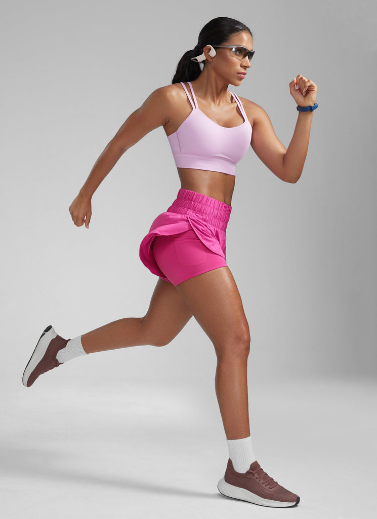 CRZ YOGA Women's Train High-Rise 2 in 1 Shorts with Pocket 3'' Turquoise2