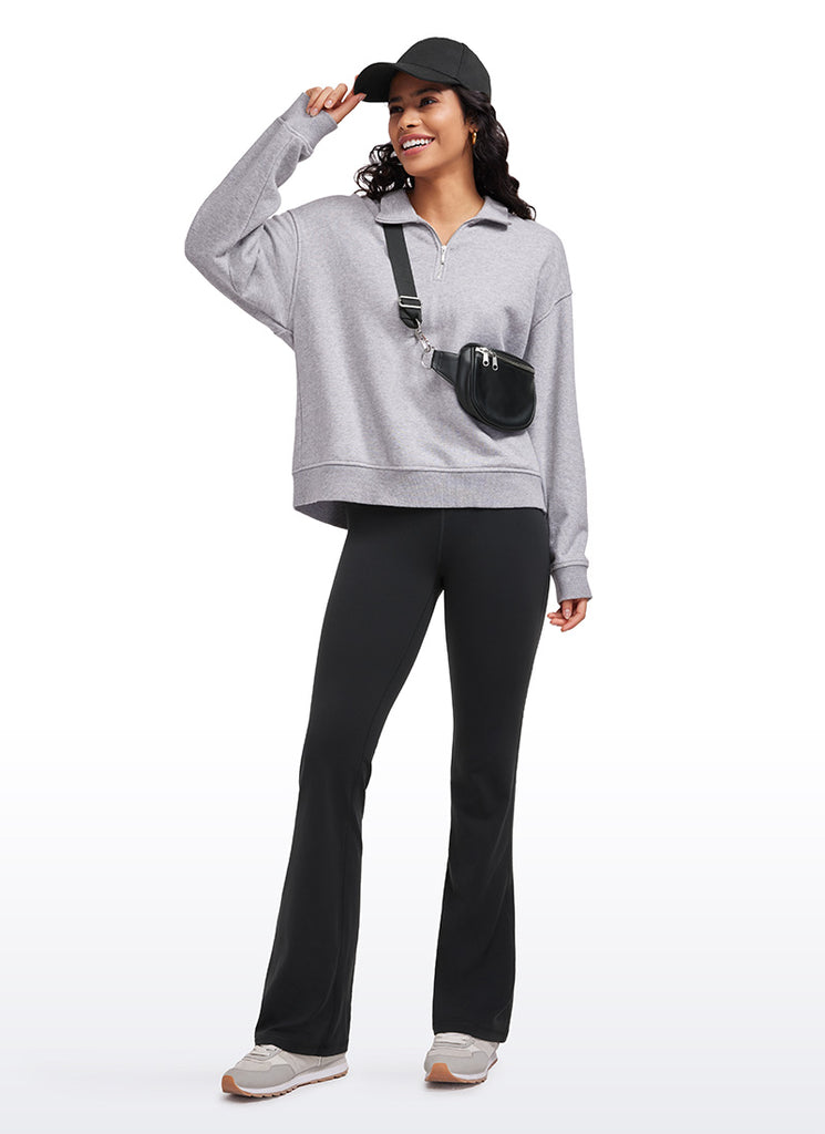 Butterluxe High Waist Flare Wide Leg Bootcut Pockets Leggings 33" Black