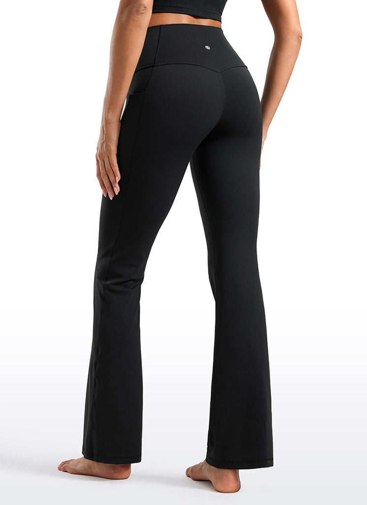 CRZ YOGA Women's Yoga Butterluxe High Waist Flare Wide Leg Side Pockets Leggings 31.5" Black