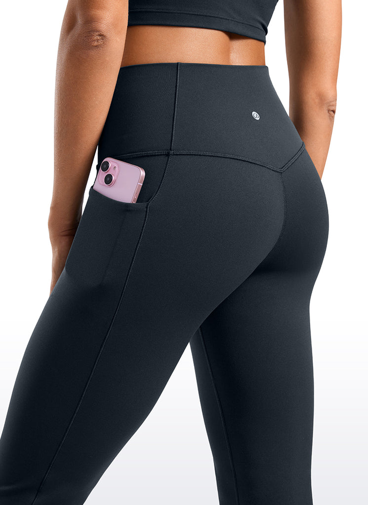 CRZ YOGA Women's Yoga Butterluxe High Waist Flare Wide Leg Side Pockets Leggings 31.5" True Navy