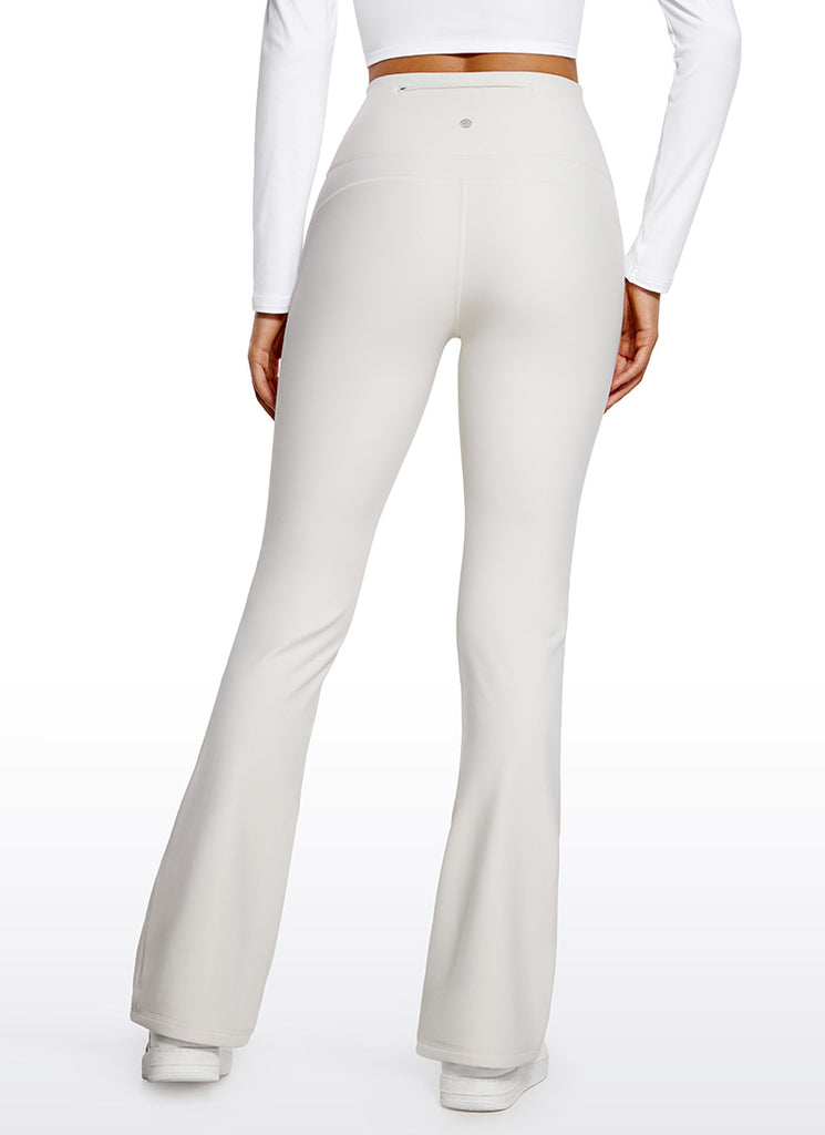 CRZ YOGA Womens Fleece Lined Flare Leggings 31" Light Army Green