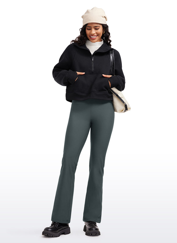 CRZ YOGA Womens Fleece Lined Flare Leggings 31" Mocha Mousse