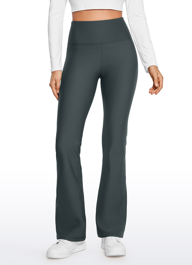 CRZ YOGA Womens Fleece Lined Flare Leggings 31" Mocha Mousse