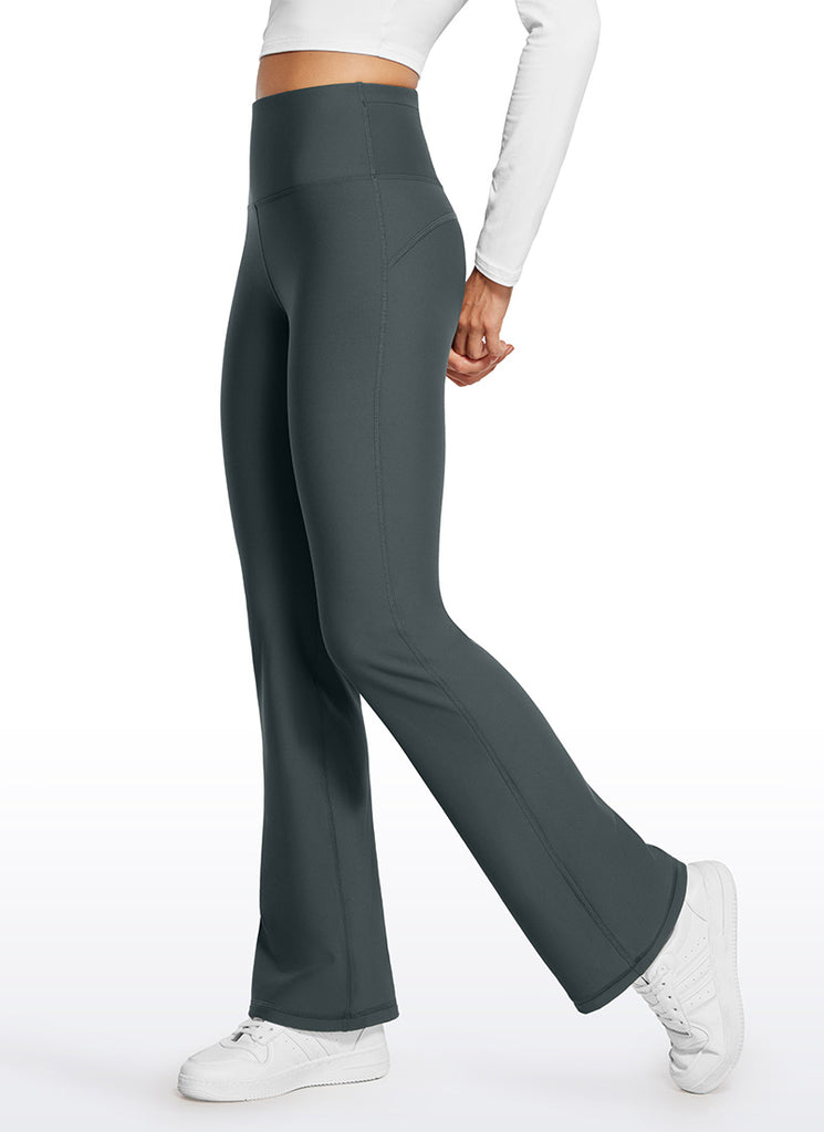 CRZ YOGA Womens Fleece Lined Flare Leggings 31" Mocha Mousse