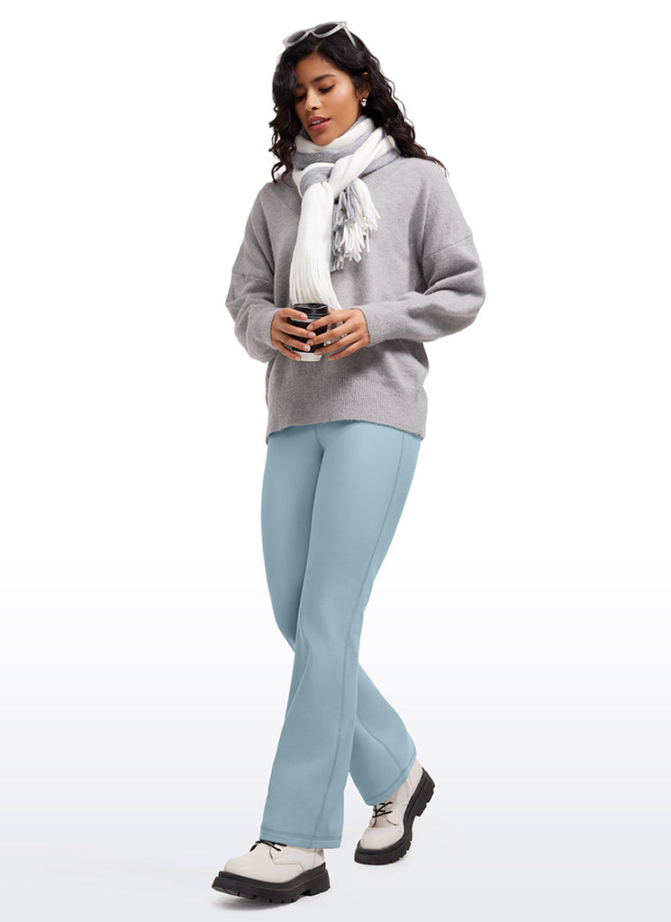 CRZ YOGA Womens Fleece Lined Flare Leggings 31" Cambric Blue