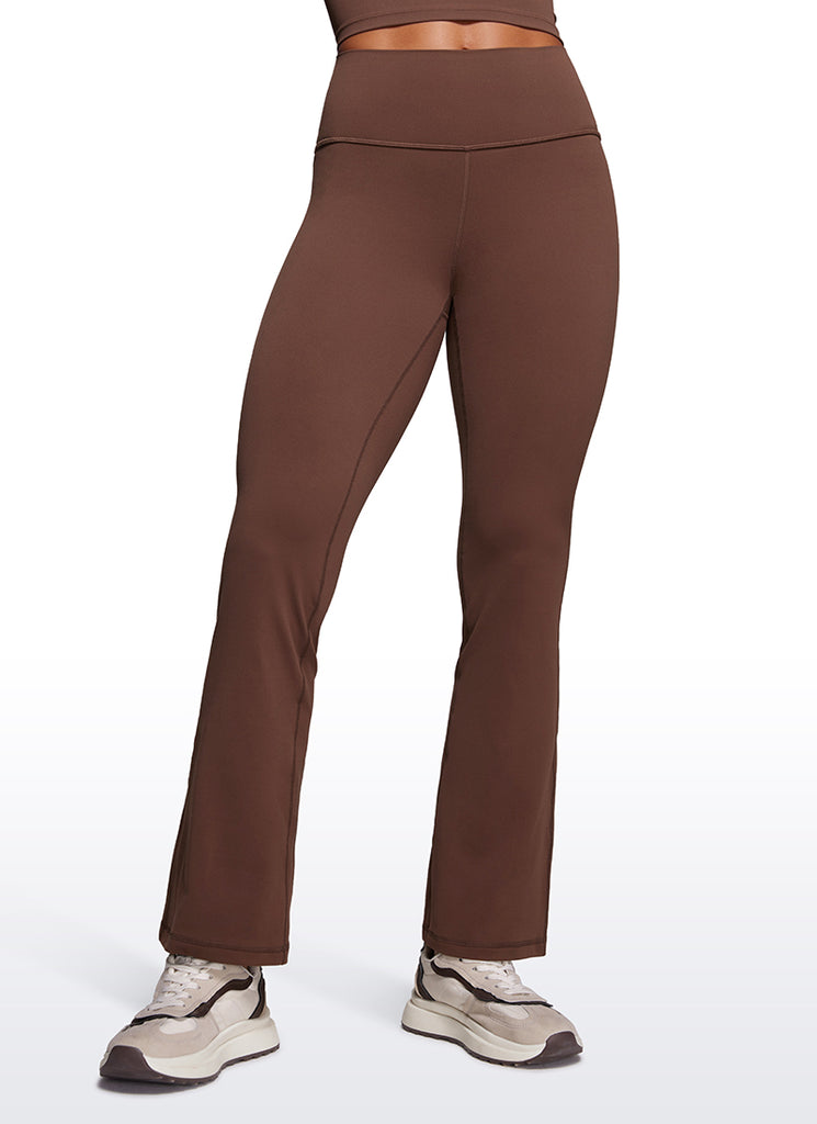 CRZ YOGA Women's Yoga High Waist Butterluxe Flare Pocket Leggings 29" Coffee Brown