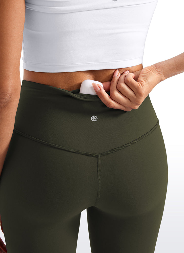 CRZ YOGA Women's Yoga High Waist Butterluxe Flare Pocket Leggings 29" Olive Green