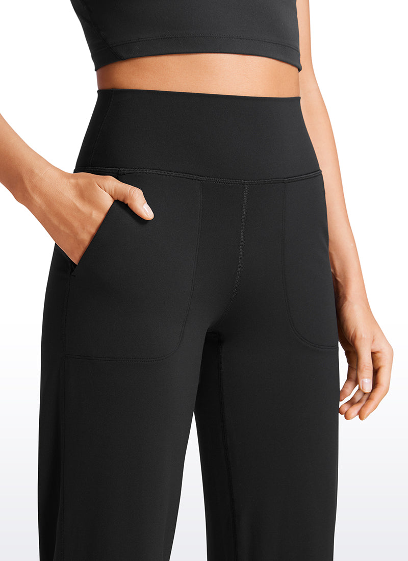 CRZ YOGA Women's Butterluxe High Rise Wide Leg Pants with Pockets 31'' Black @model_info:VLA