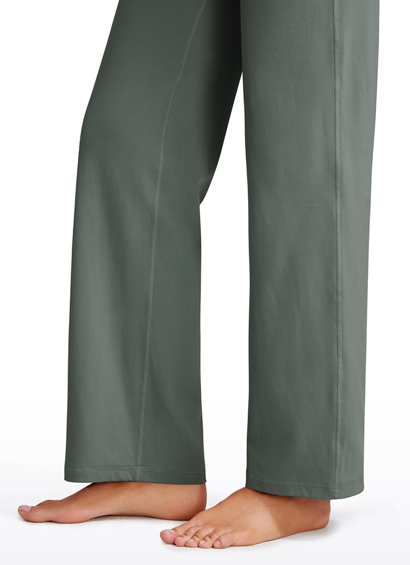 CRZ YOGA Women's Butterluxe High Rise Wide Leg Pants with Pockets 31'' Grey Sage @model_info:VLA