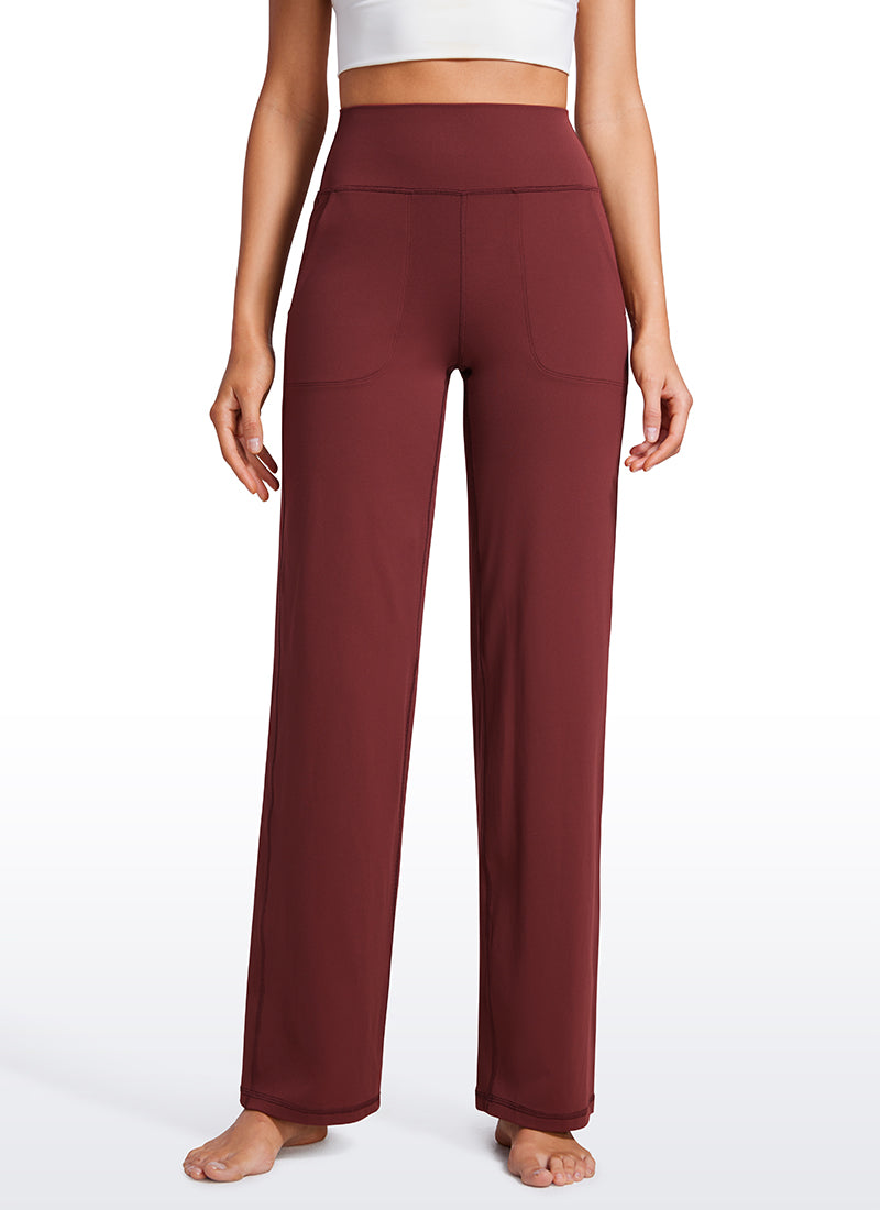 CRZ YOGA Women's Butterluxe High Rise Wide Leg Pants with Pockets 31'' Noctilucence Red @model_info:VLA