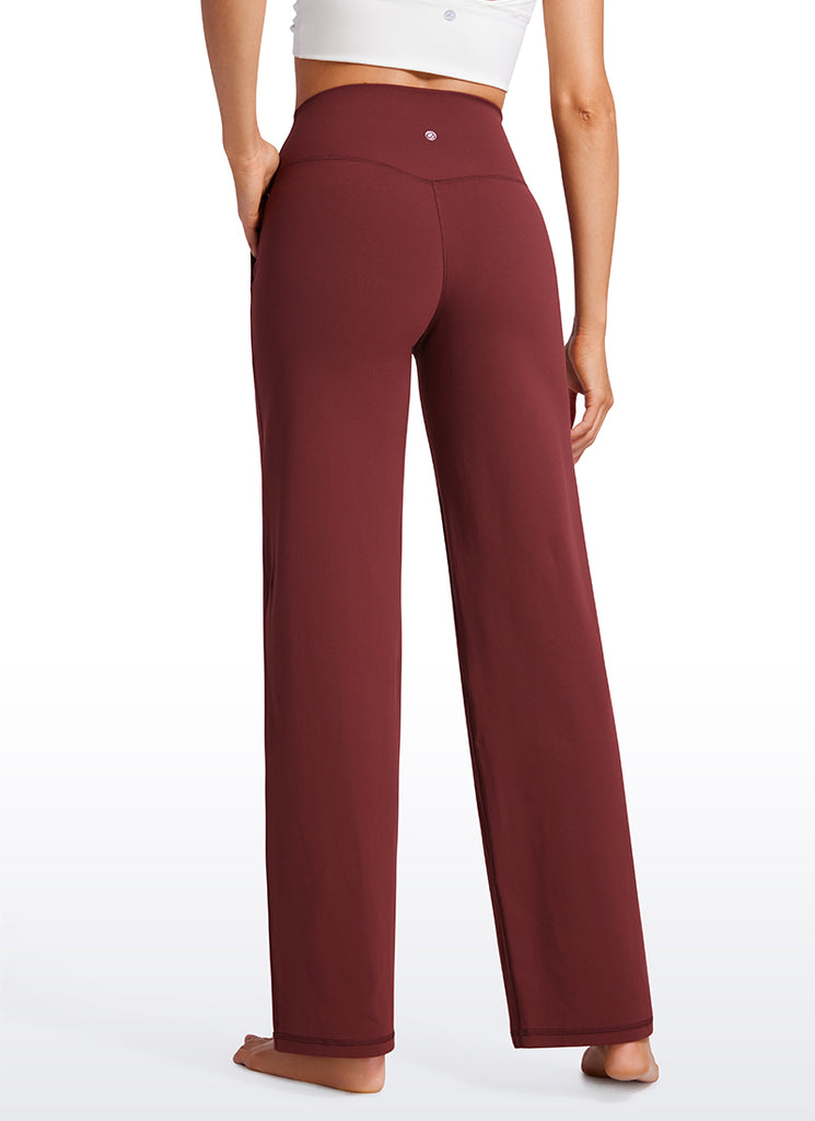 CRZ YOGA Women's Butterluxe High Rise Wide Leg Pants with Pockets 31'' Noctilucence Red