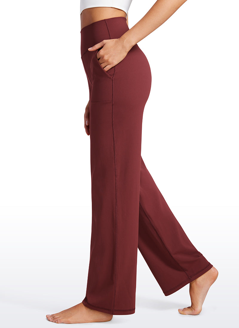 CRZ YOGA Women's Butterluxe High Rise Wide Leg Pants with Pockets 31'' Noctilucence Red @model_info:VLA