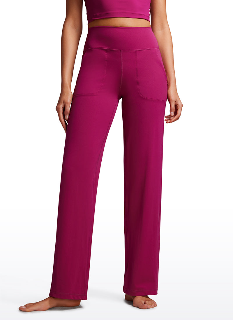 CRZ YOGA Women's Butterluxe High Rise Wide Leg Pants with Pockets 31'' Magenta Purple @model_info:VLA