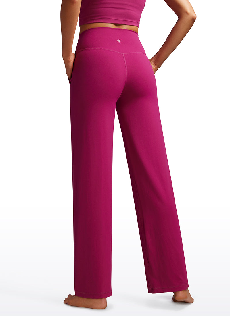 CRZ YOGA Women's Butterluxe High Rise Wide Leg Pants with Pockets 31'' Magenta Purple @model_info:VLA