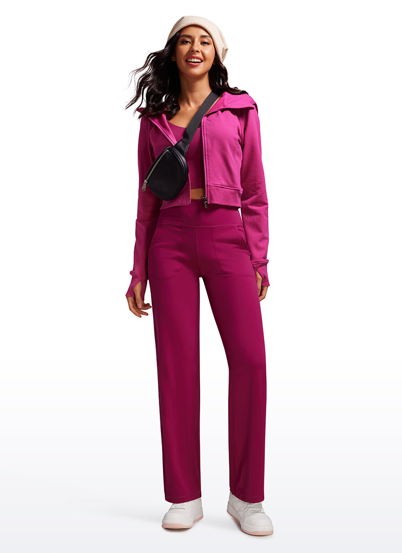 CRZ YOGA Women's Butterluxe High Rise Wide Leg Pants with Pockets 31'' Magenta Purple @model_info:VLA