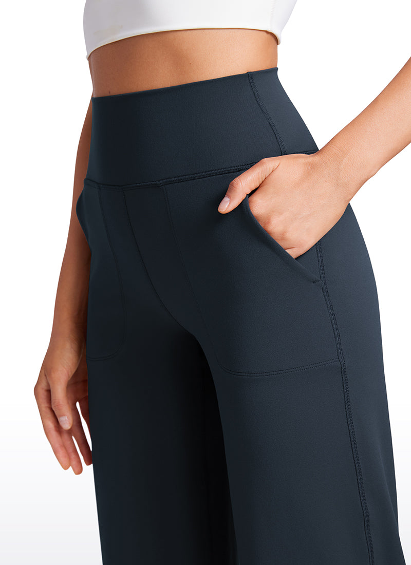 CRZ YOGA Women's Butterluxe High Rise Wide Leg Pants with Pockets 31'' True Navy @model_info:VLA