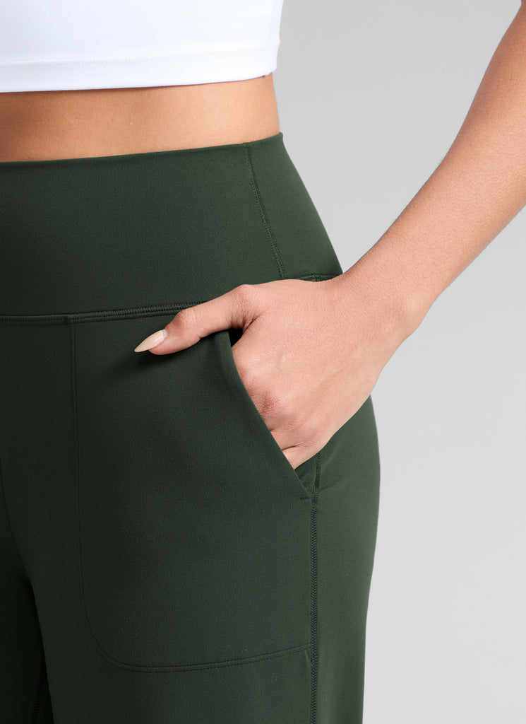 CRZ YOGA Women's Butterlift High Waisted Wide Leg Pants with Pockets Legend Green